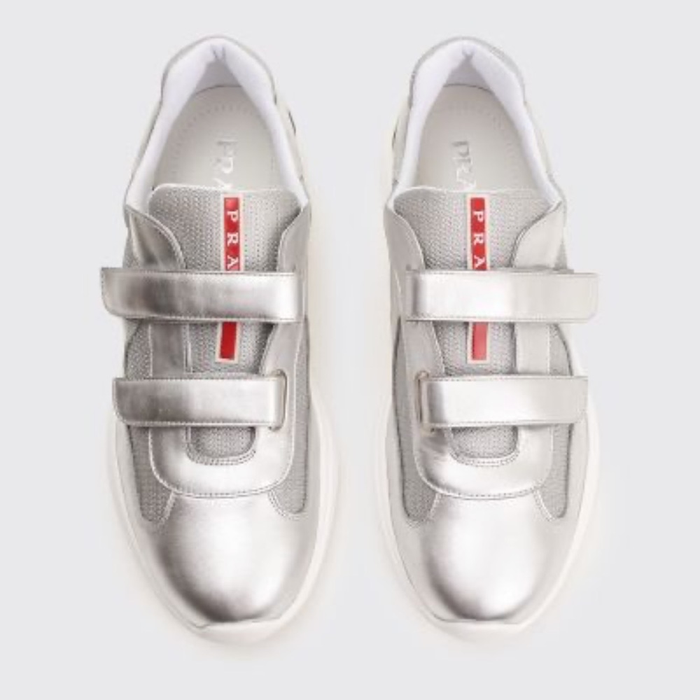 PRADA VELCRO SILVER SNEAKERS
